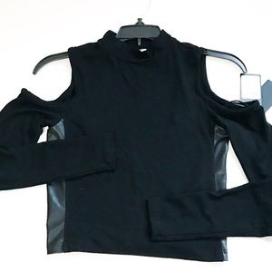 NWT Guess Cold Shoulder Black Crop Top  S